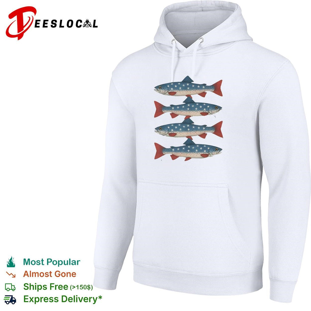Fishs patriotic trout four pattern stars stripes art shirt