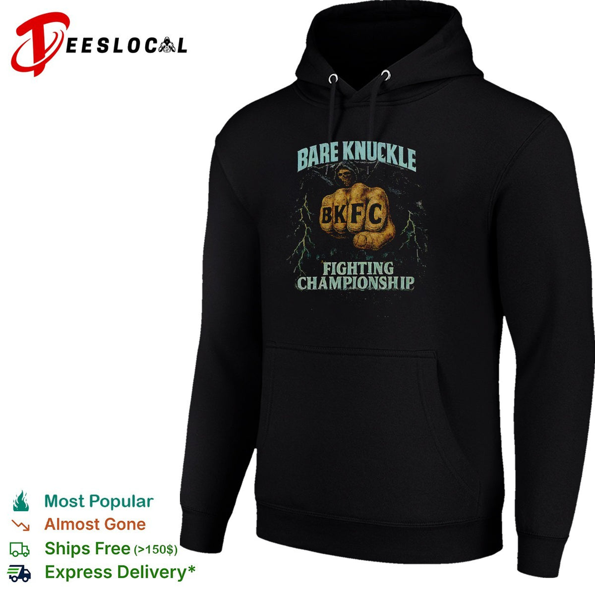Fist lightning bare knuckle fighting championship bold poster shirt