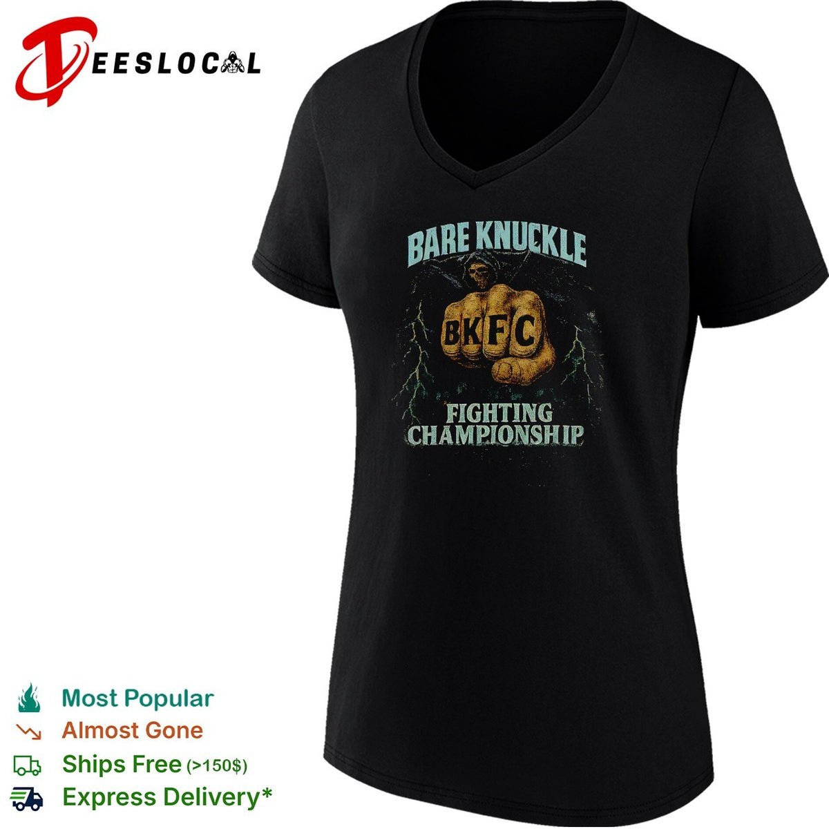 Fist lightning bare knuckle fighting championship bold poster shirt