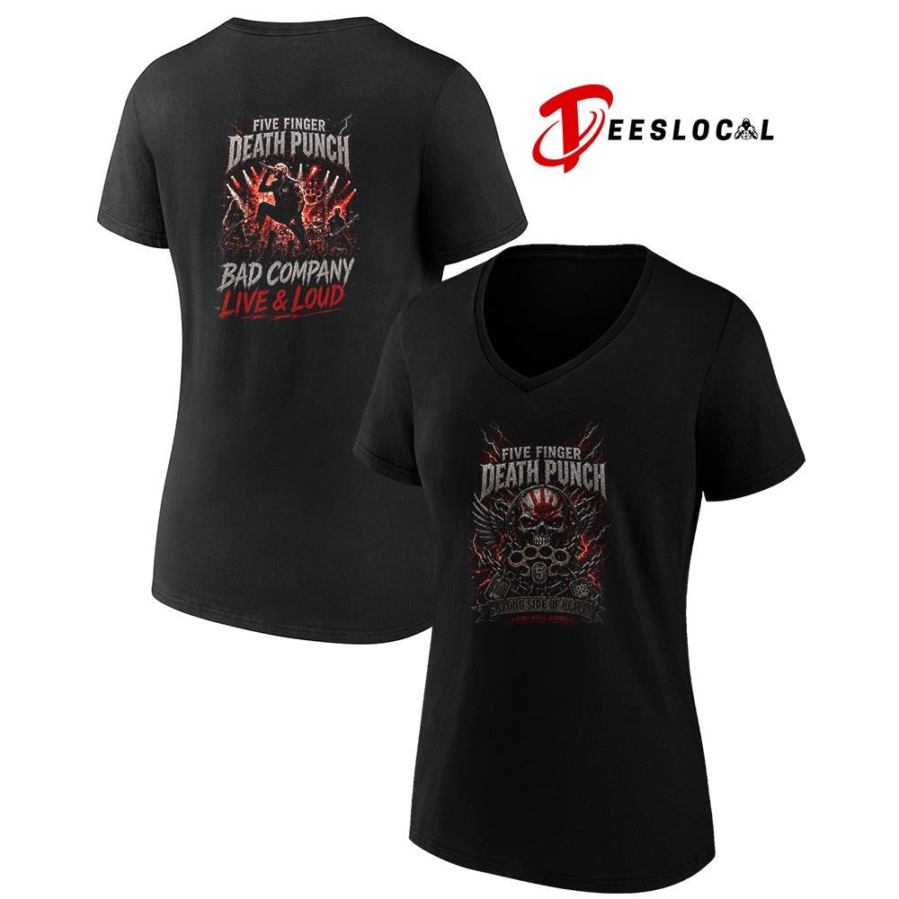 Five Finger Death Punch wrong side of heaven bad company live and loud graphic shirt