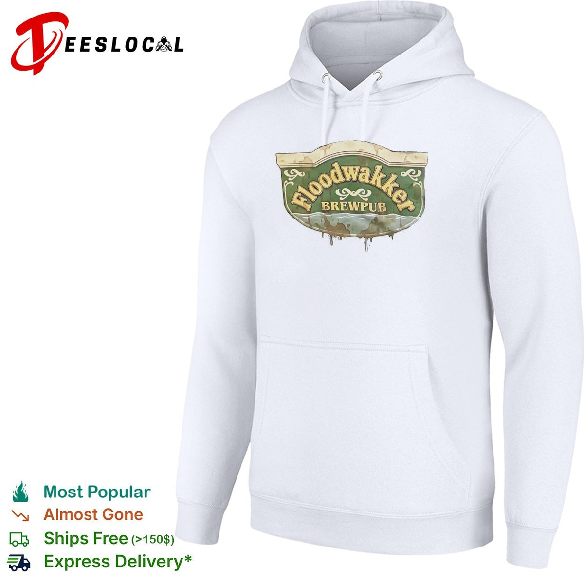Floodwakker Brewpub Logo with Beer and Water Splatter shirt