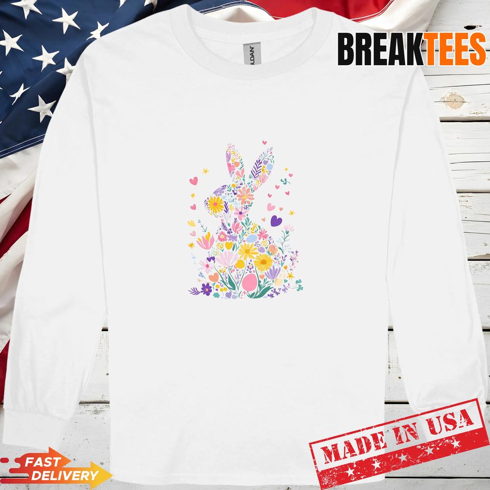 Floral Bunny Rabbit Easter T-shirt
