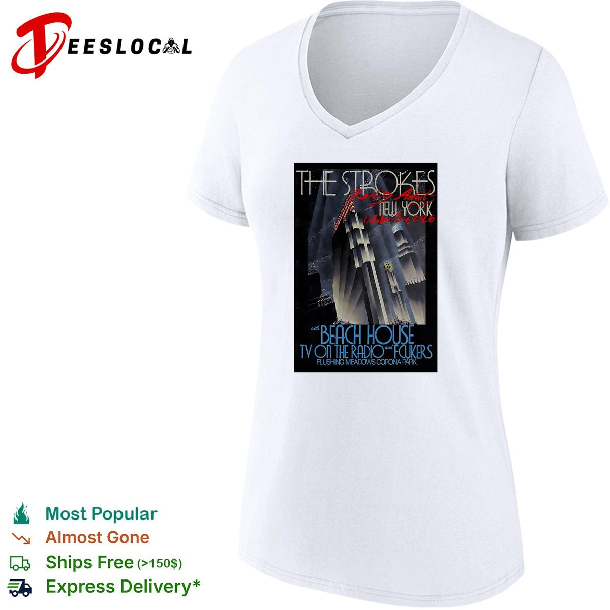 Flushing Meadows Corona Park Art deco cityscape concert multi-artist poster art shirt