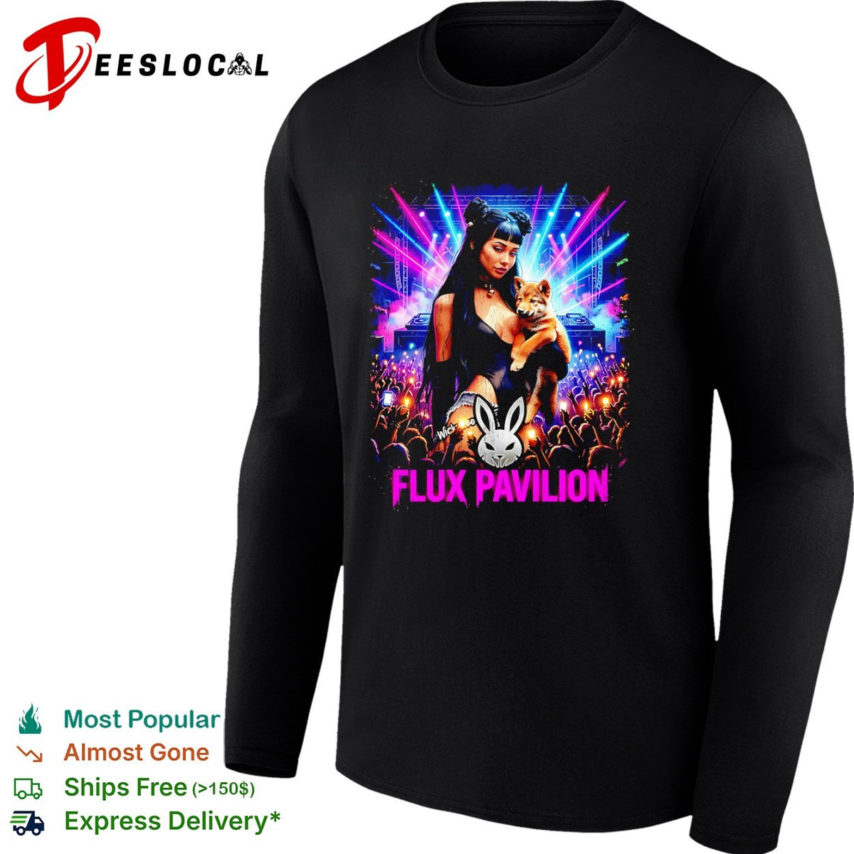 Flux Pavilion Wickzeo Rabbit Logo Rave Music Concert shirt