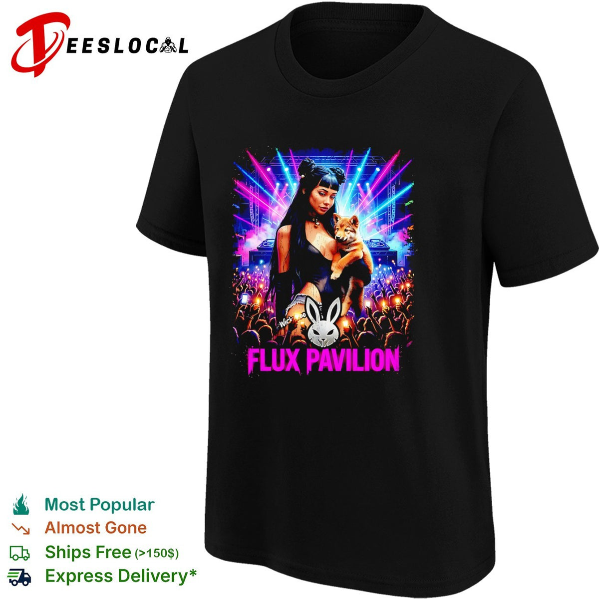 Flux Pavilion Wickzeo Rabbit Logo Rave Music Concert shirt