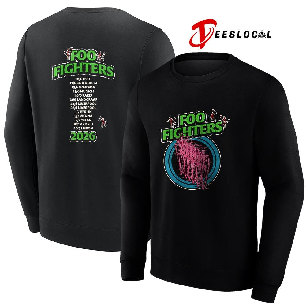 FooFightersTakeCovertourEuropeandUKneonskeletondatesscheduleshirt