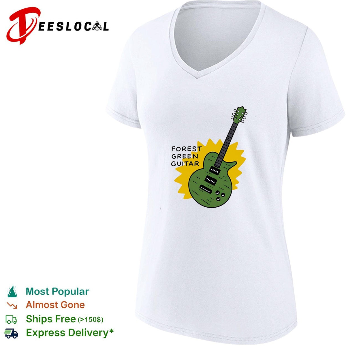 Forest green guitar vintage shirt