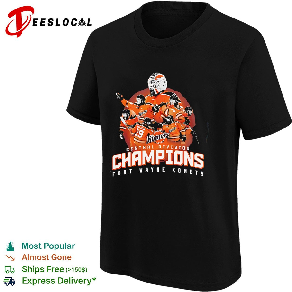 Fort Wayne Komets Nelson Central Division Champions ECHL Hockey Team Fan Shirt