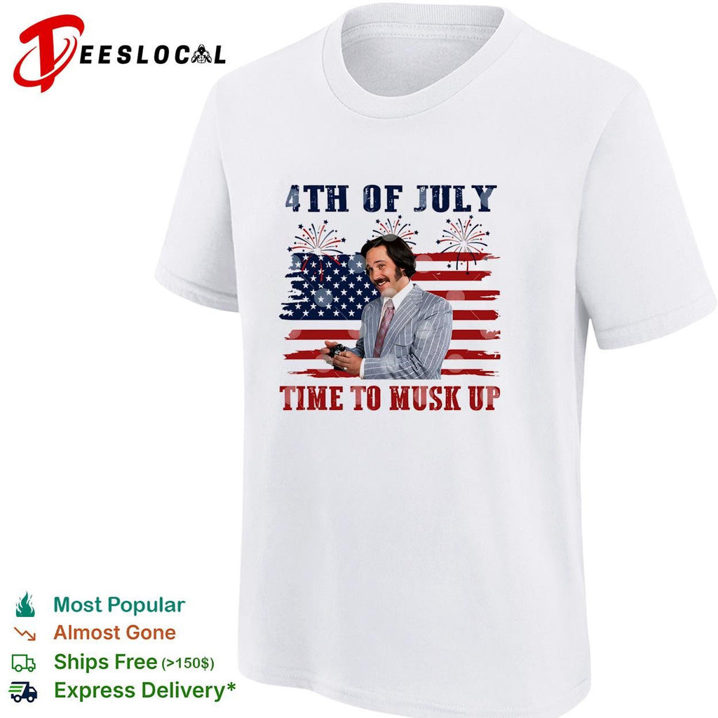 Fourth of July time to musk up tech billionaire parody USA flag fireworks shirt