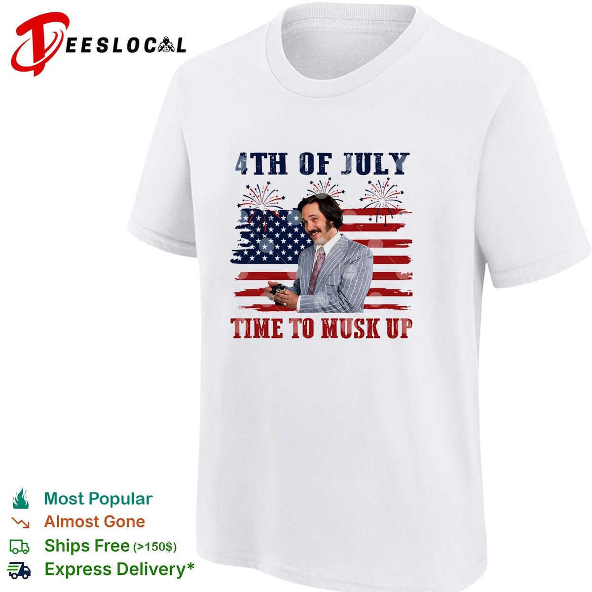 Fourth of July time to musk up tech billionaire parody USA flag fireworks shirt