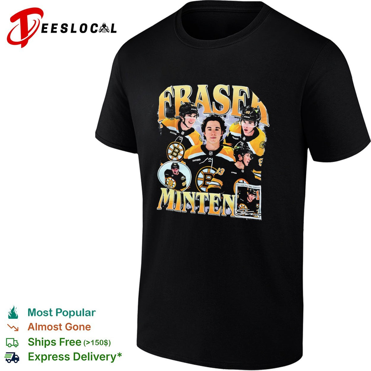 Fraser Minten Boston Bruins NHL Hockey Player shirt