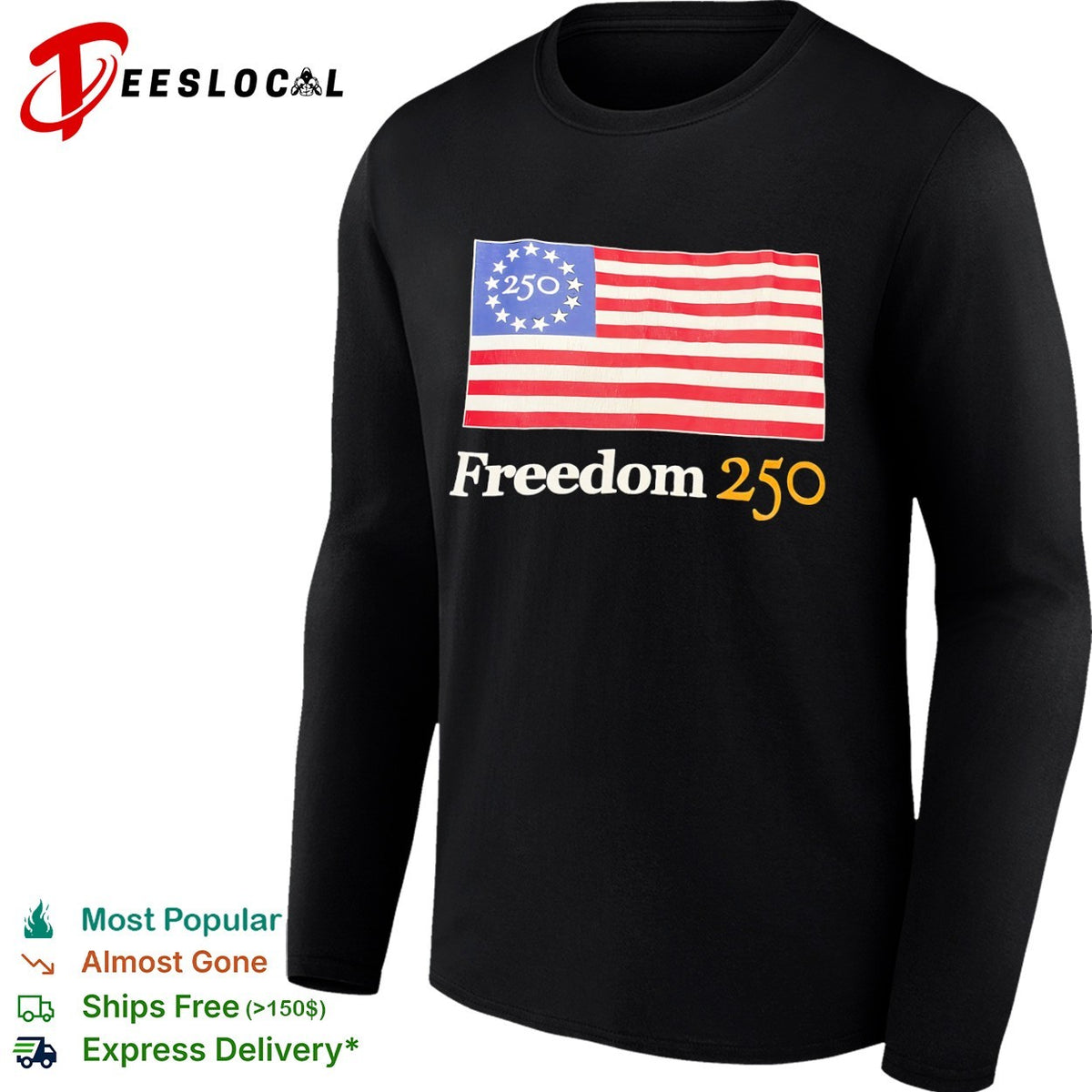 Freedom 250 American flag 1776 2026 shirt