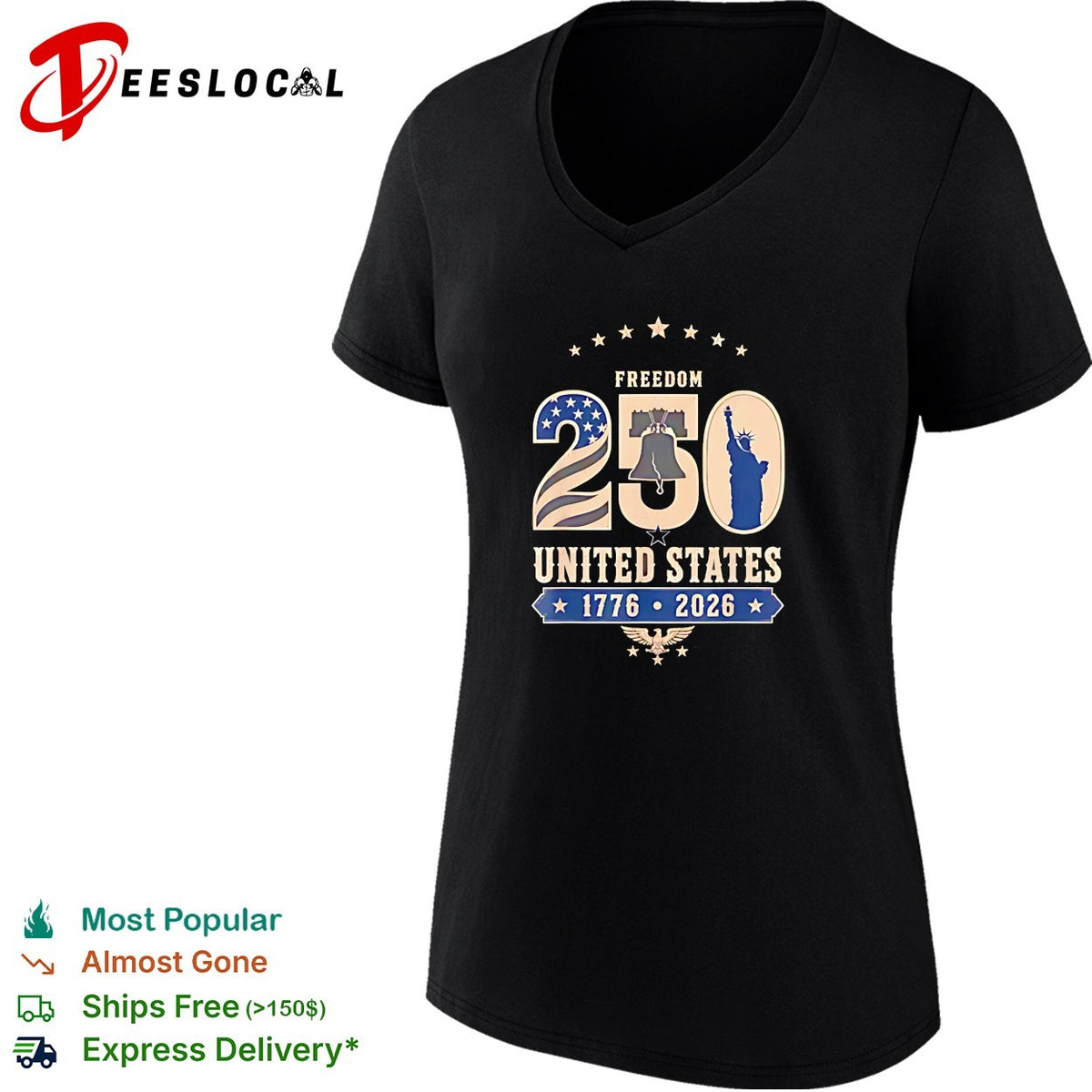 Freedom 250 United States 1776 2026 Liberty Bell Statue of Liberty Eagle shirt