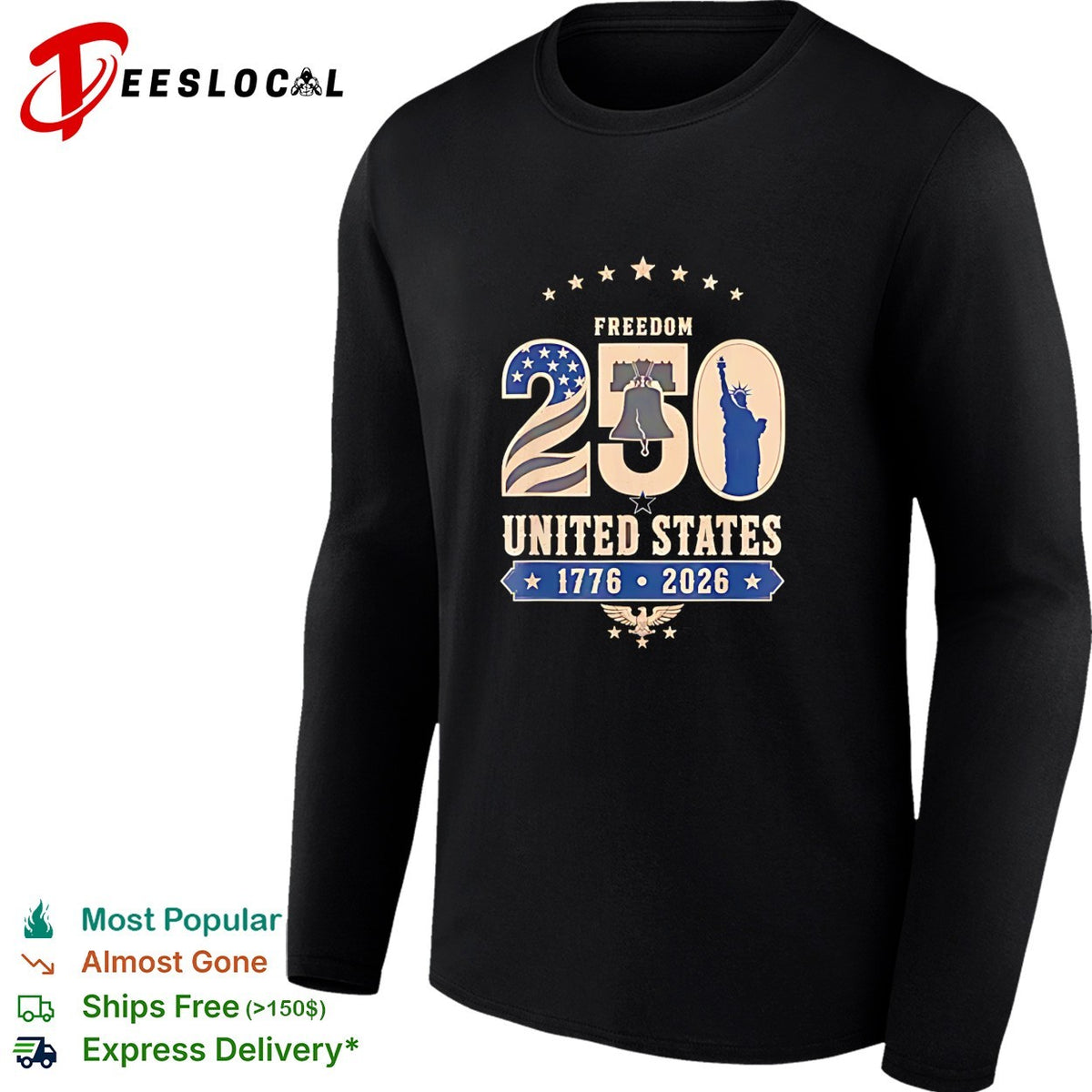 Freedom 250 United States 1776 2026 Liberty Bell Statue of Liberty Eagle shirt