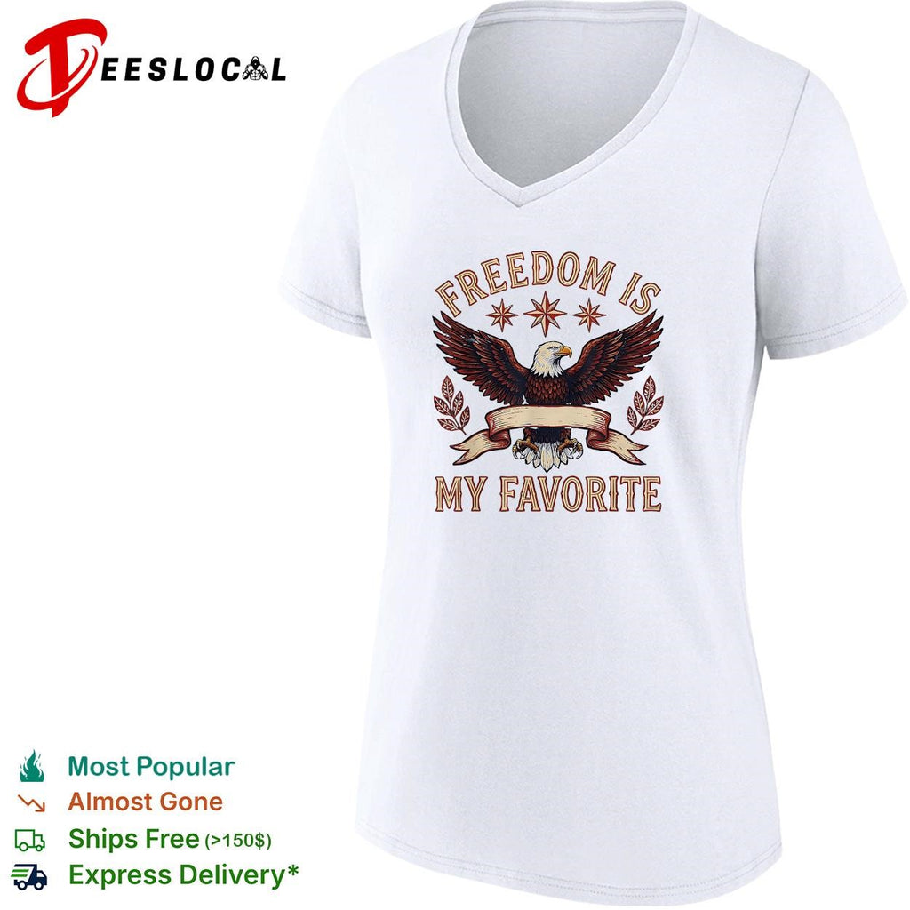 Freedom is my favorite eagle patriotic Chicago stars graphic shirt