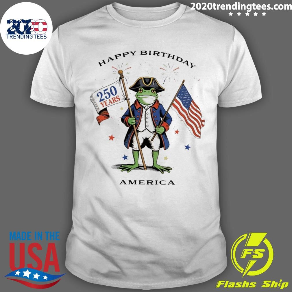 Frog Happy Birthday America 250 Years Meme Shirt