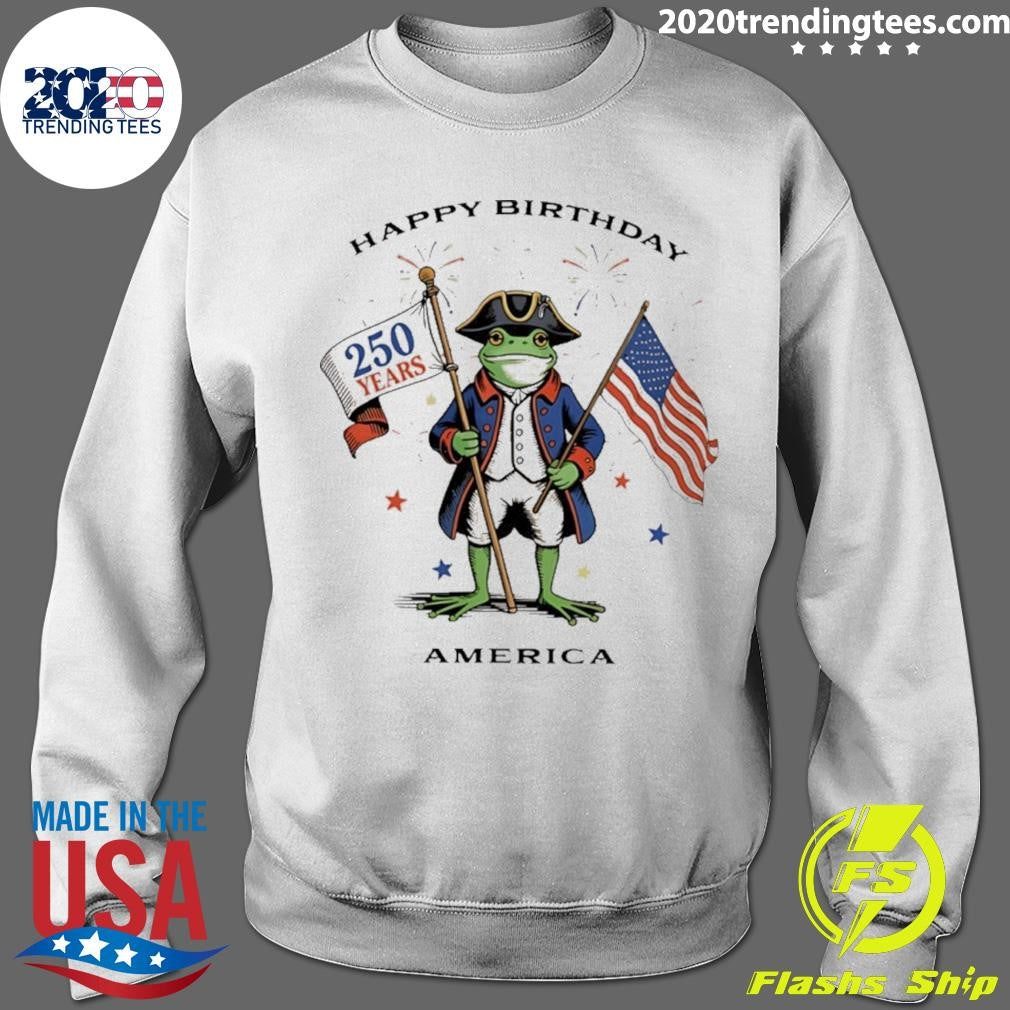 Frog Happy Birthday America 250 Years Meme Shirt