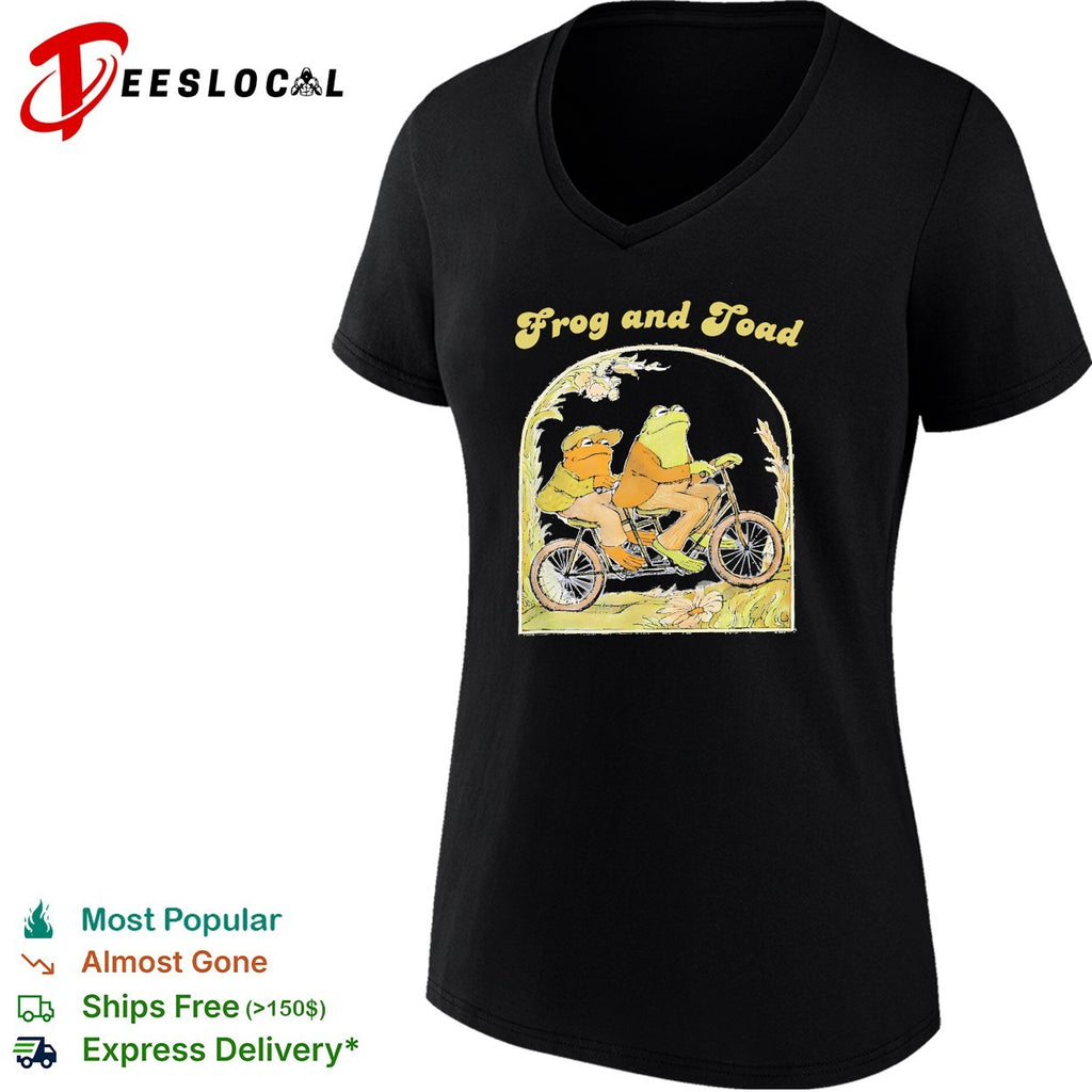 Frog and Toad on a tandem bicycle illustration classic children book story shirt