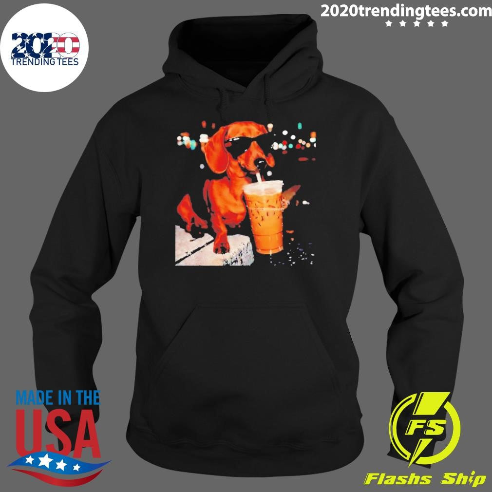 Funny Dachshund Drinking Iced Coffee Meme Shirt