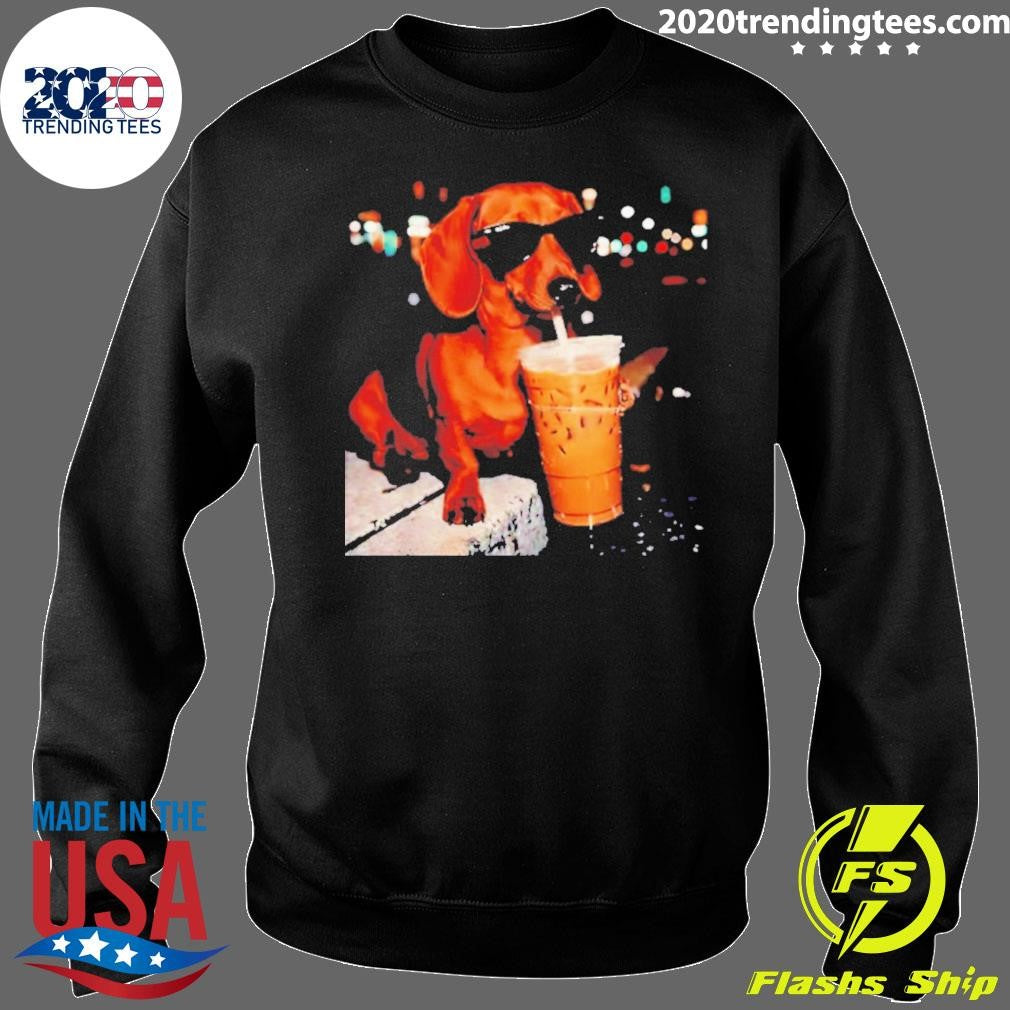Funny Dachshund Drinking Iced Coffee Meme Shirt
