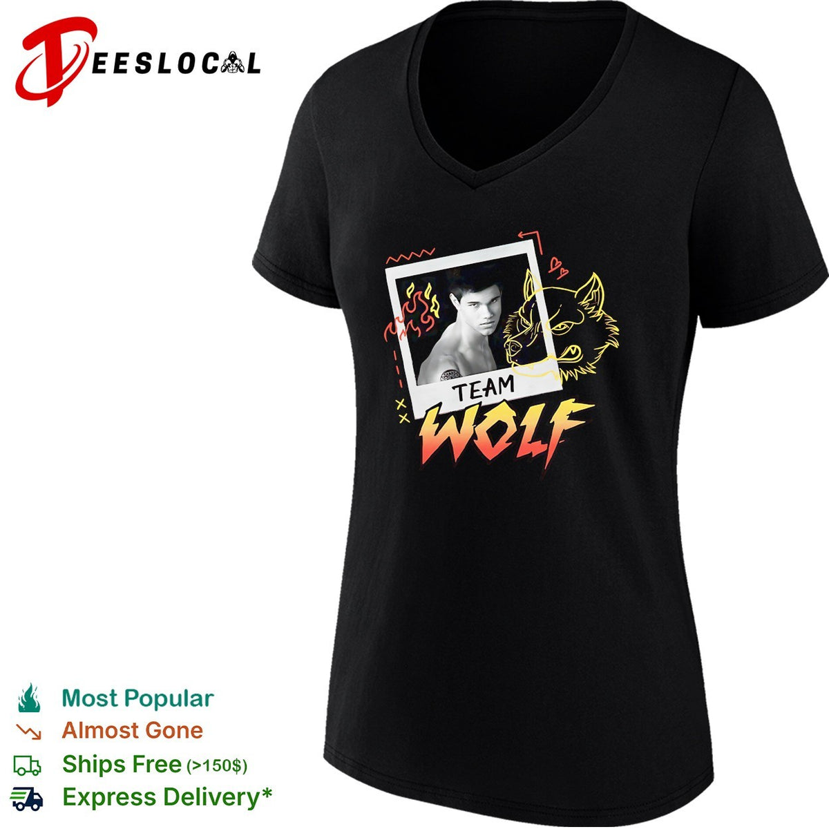 Team Wolf Twilight shirtless werewolf polaroid drawing shirt