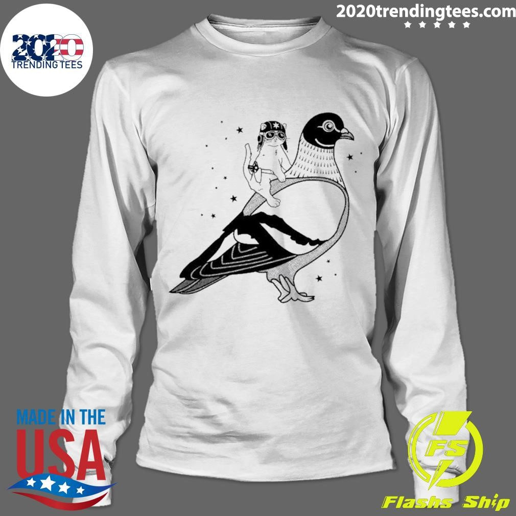 Gary The Cat Riding A Pigeon Shirt