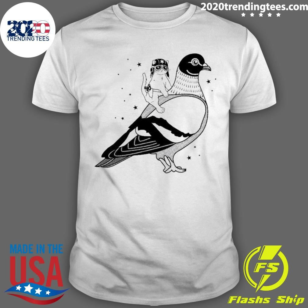 Gary The Cat Riding A Pigeon Shirt