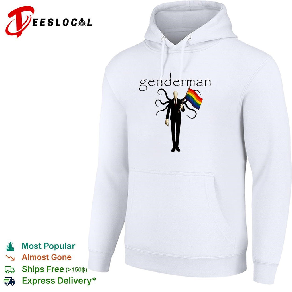 Genderman holding LGBT flag gay shirt