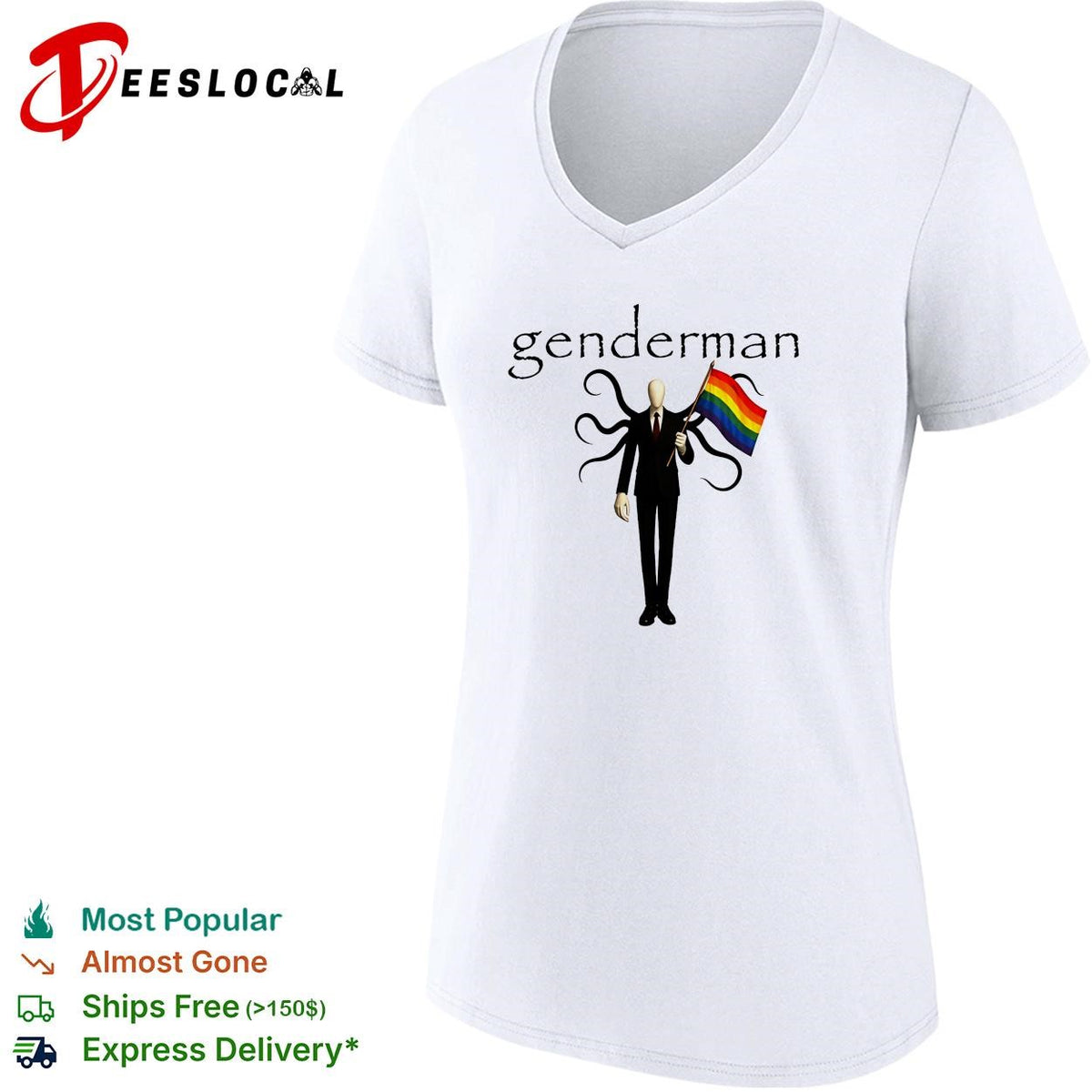 Genderman holding LGBT flag gay shirt