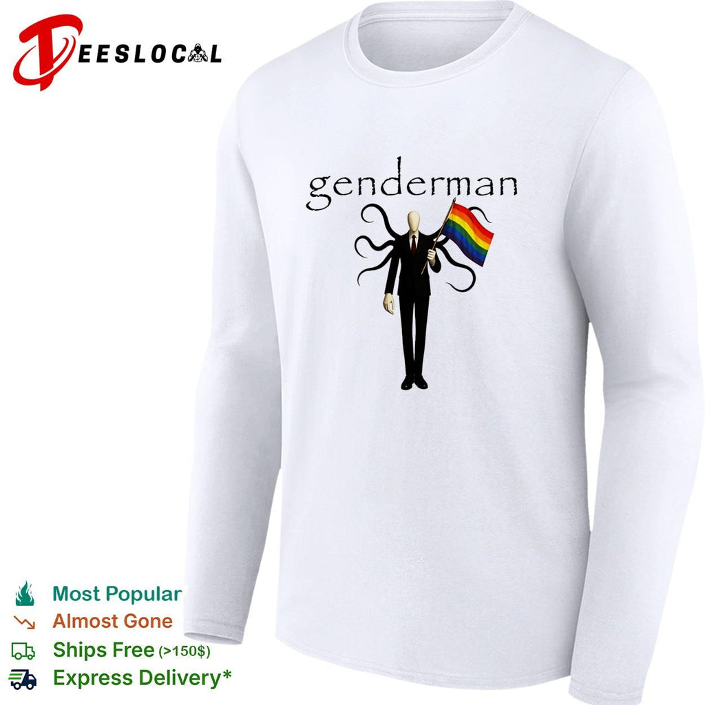 Genderman holding LGBT flag gay shirt