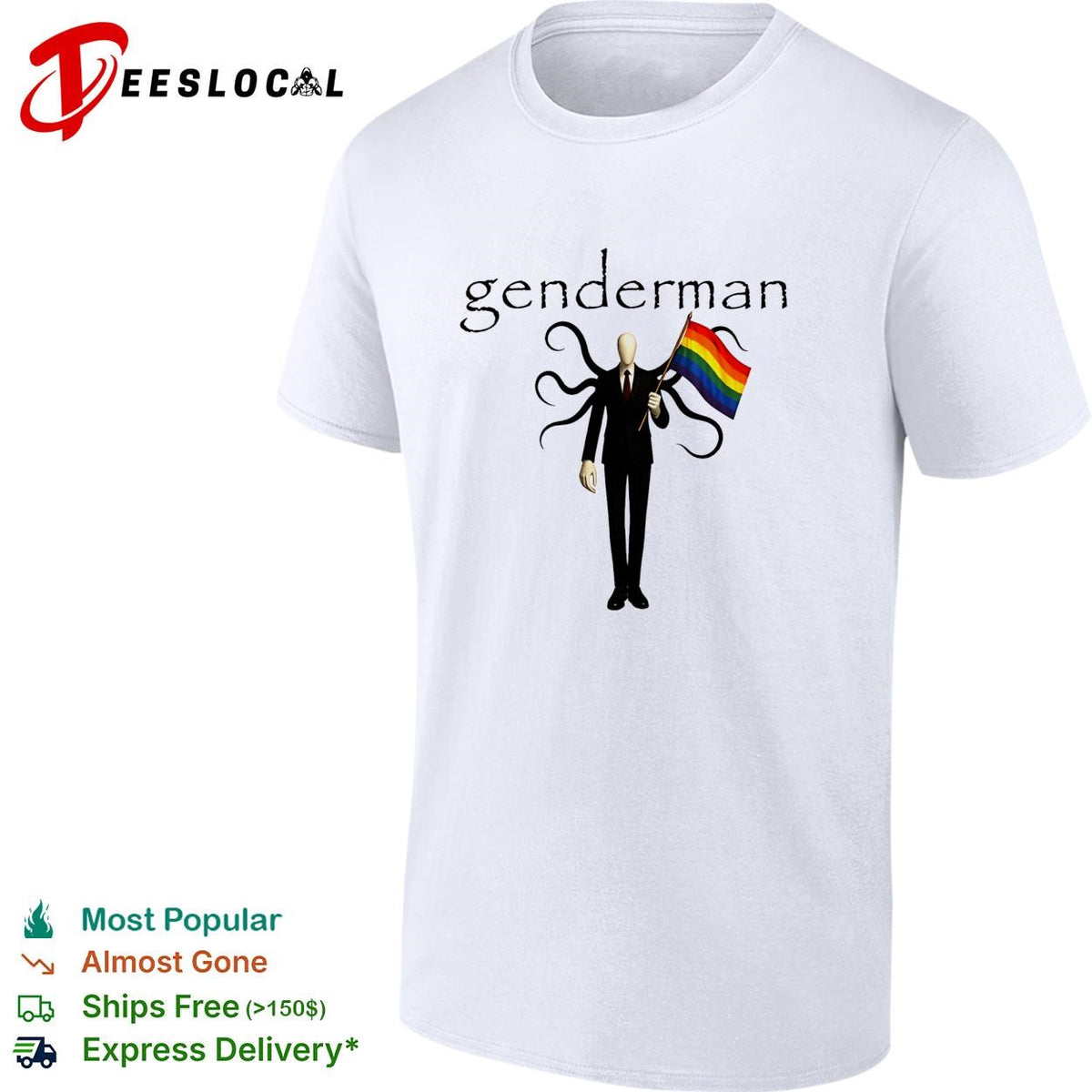 Genderman holding LGBT flag gay shirt