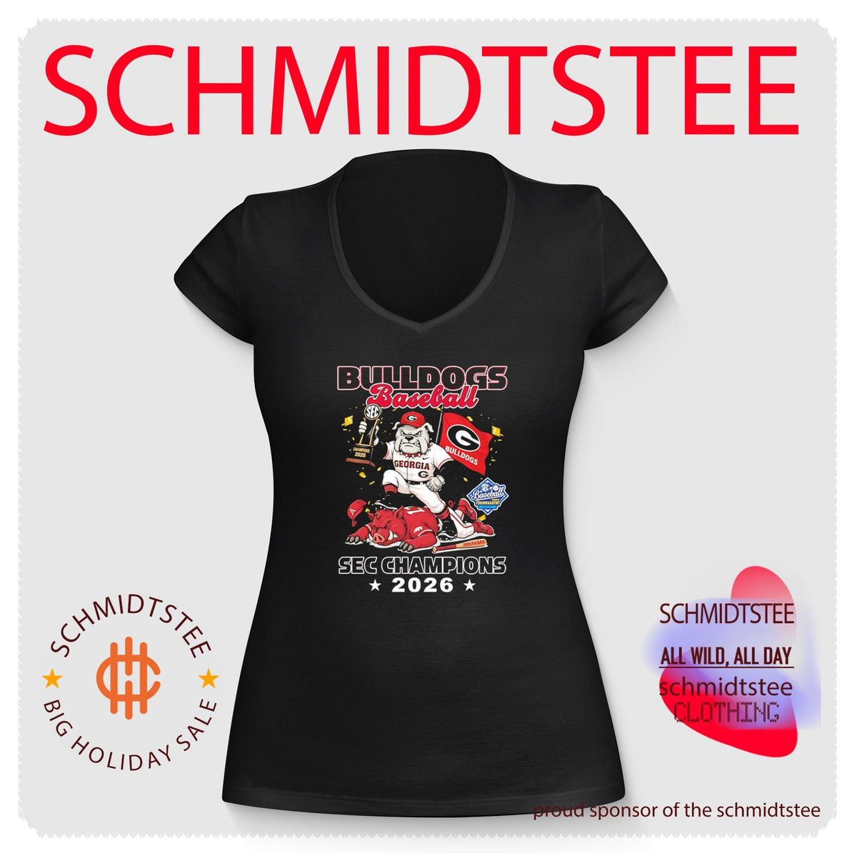 Georgia Bulldogs Baseball 2026 SEC Champions mascot shirt