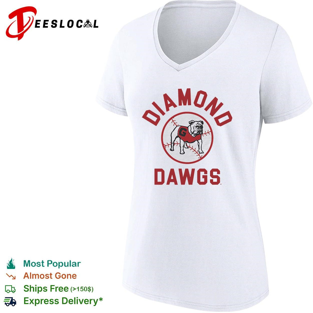 Georgia Bulldogs Diamond Dawgs baseball circle logo shirt