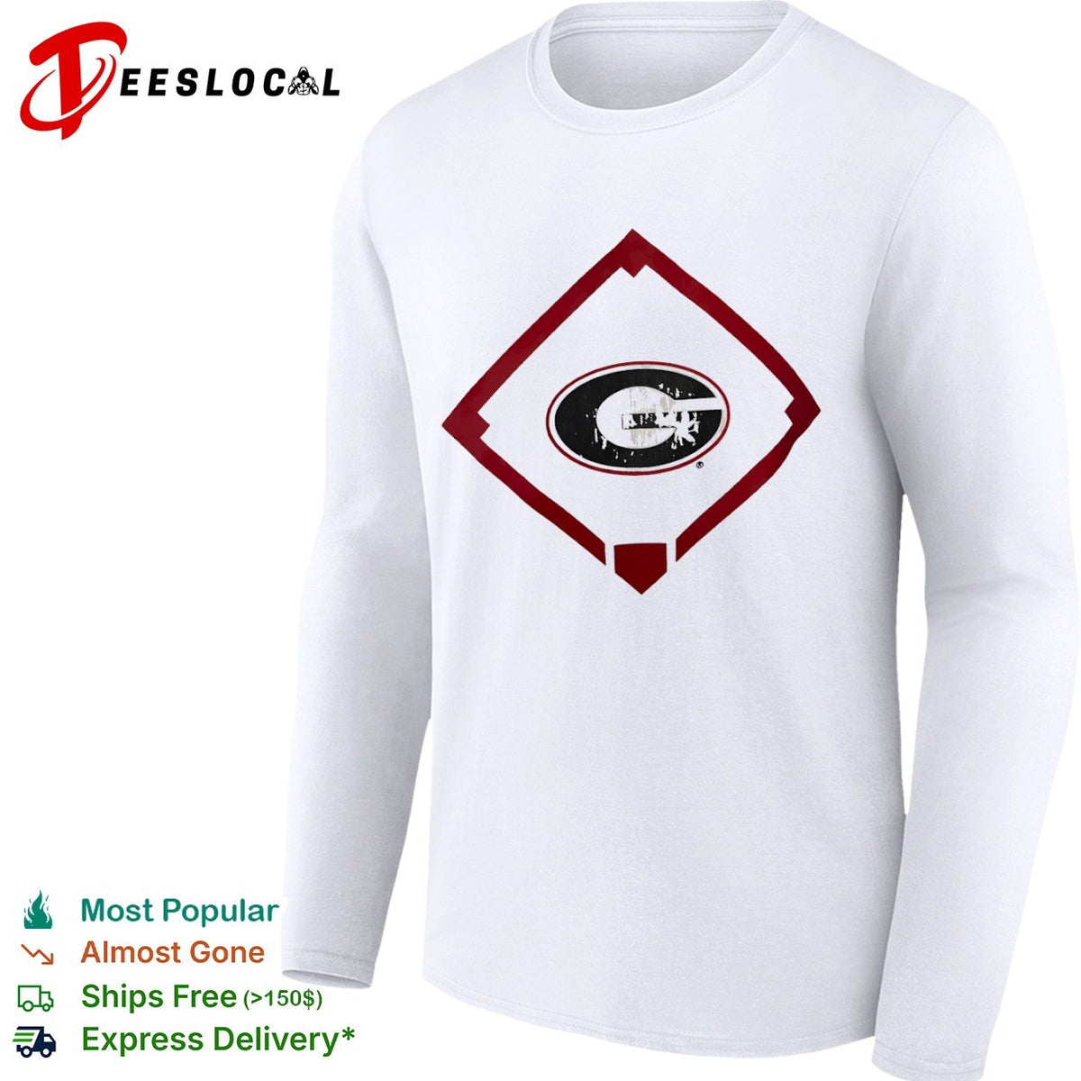 Georgia Bulldogs Logo with Baseball Diamond Field shirt