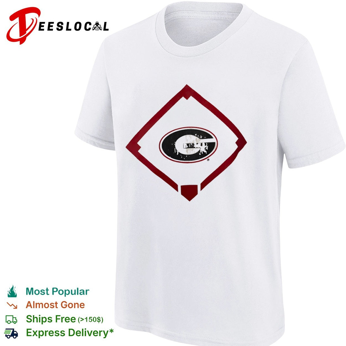 Georgia Bulldogs Logo with Baseball Diamond Field shirt