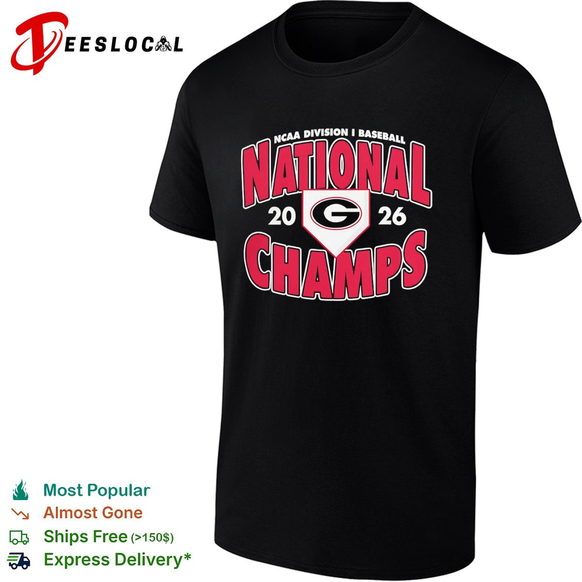 Georgia Bulldogs NCAA Division I Baseball National Champs 2026 shirt