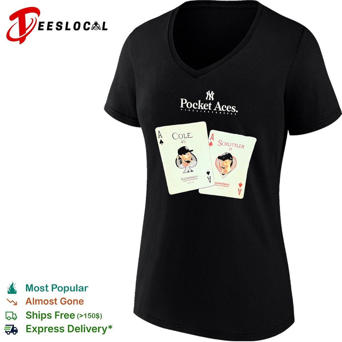 Gerrit Cole and Danny Schlittler New York Yankees Pocket Aces MLB parody shirt