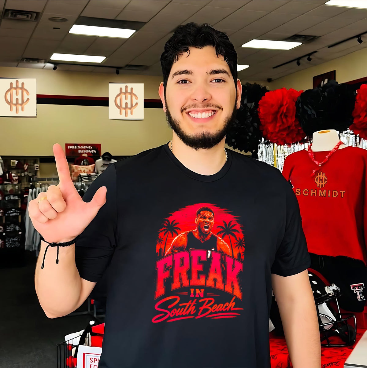 Giannis Antetokounmpo Freak in South Beach Miami Heat shirt