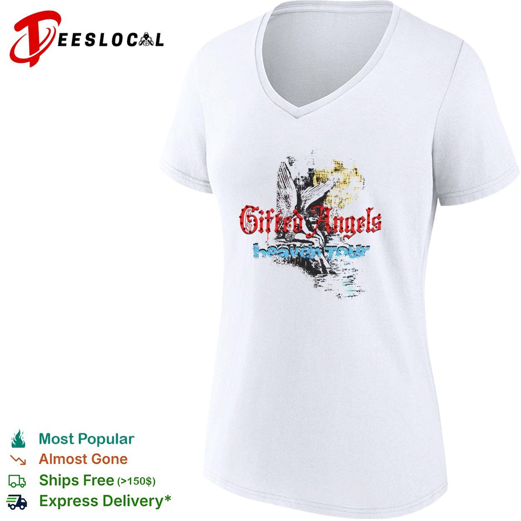 Gifted Angels heaven tour Rhinestone Bedazzled Celestial Moon Wings Gothic shirt