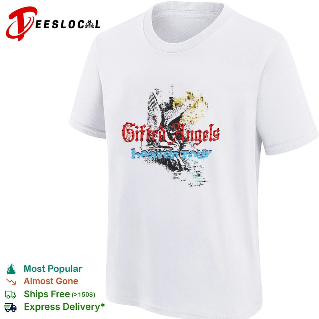 Gifted Angels heaven tour Rhinestone Bedazzled Celestial Moon Wings Gothic shirt