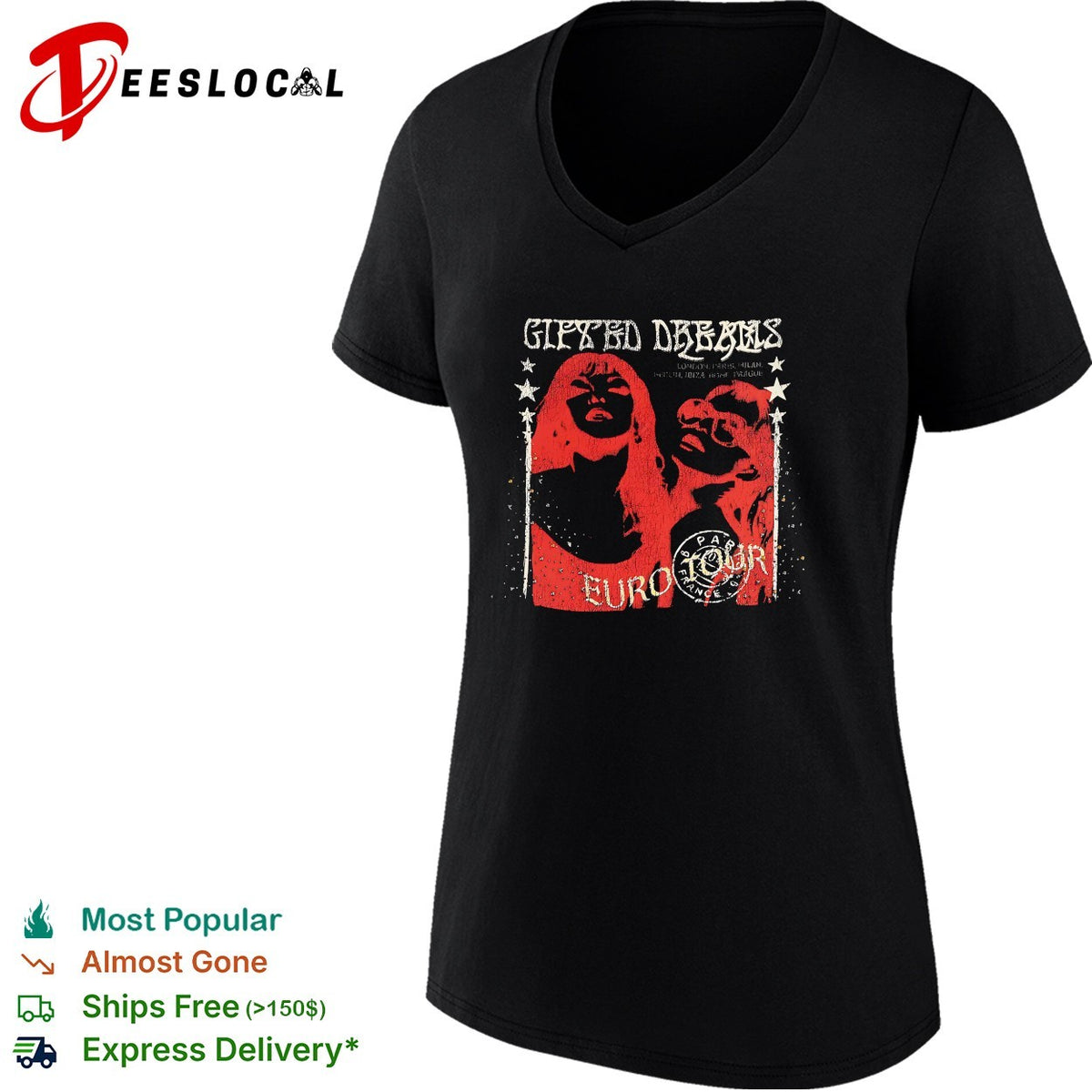 Gifted Dreams Euro Tour London Paris Milan Berlin Ibiza Rome Prague Paris France shirt