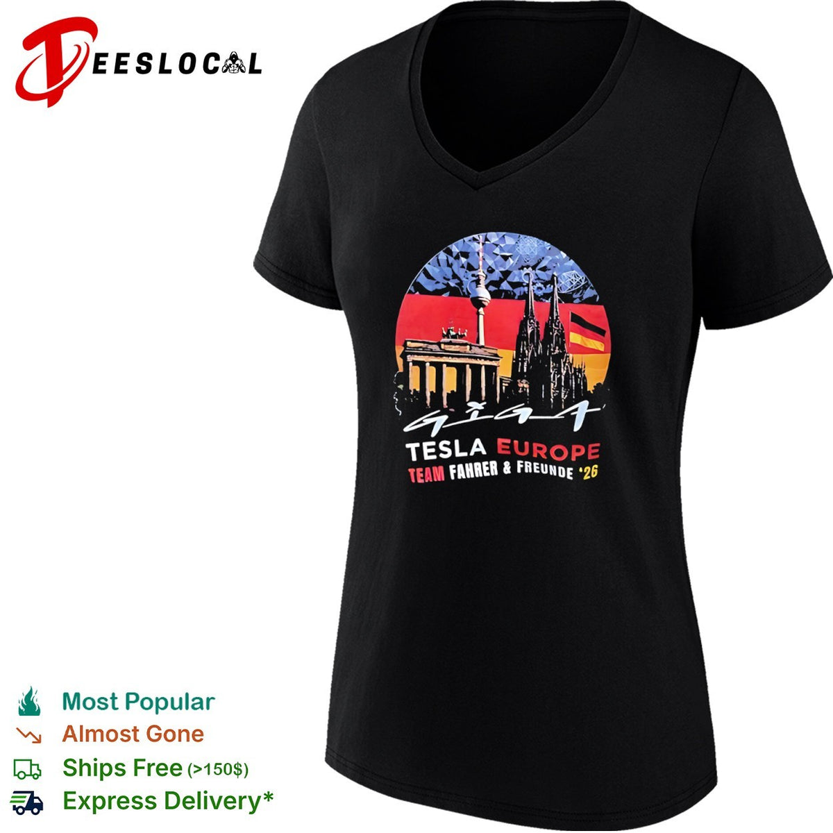 Giga Tesla Europe Team Fahrer und Freunde 26 Berlin Cologne Germany Landmarks shirt