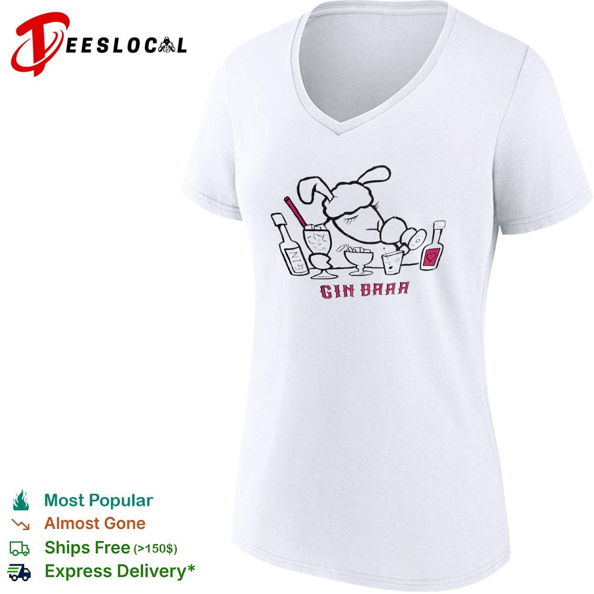 Gin Baaa Sheep Drinking Cocktails shirt