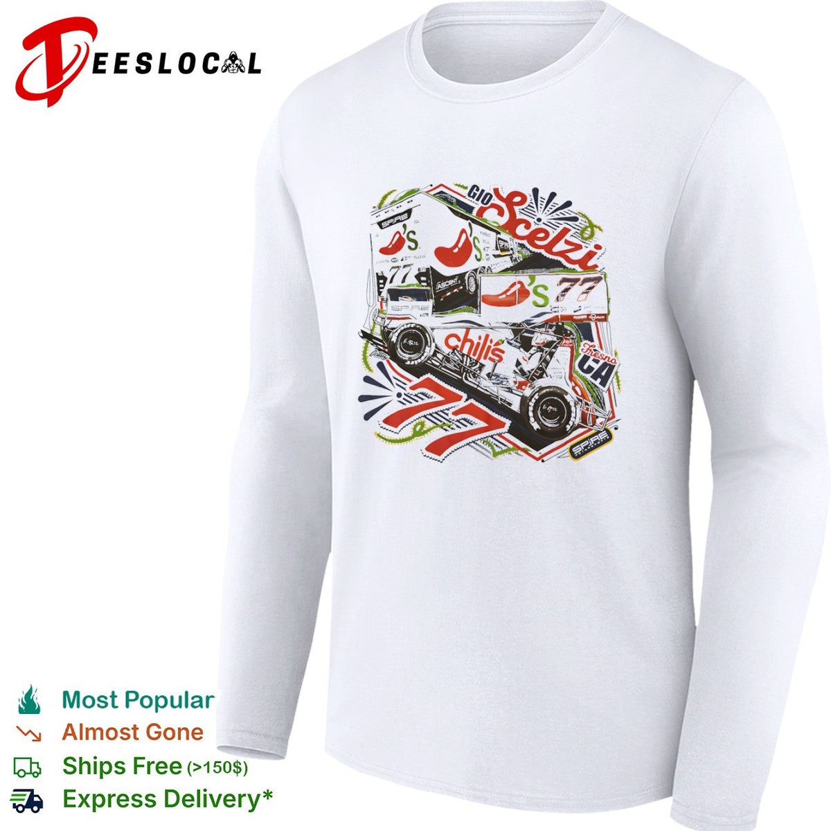 Gio Scelzi Chili s 77 Spire Motorsports Fresno CA Sprint Car Racing Graphic shirt