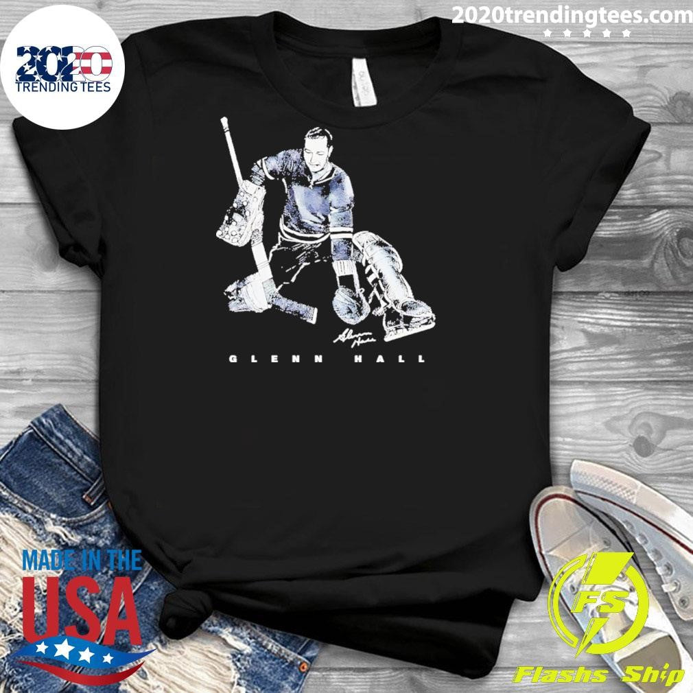 Glenn Hall Chicago Blackhawks Bitmap Signature Shirt