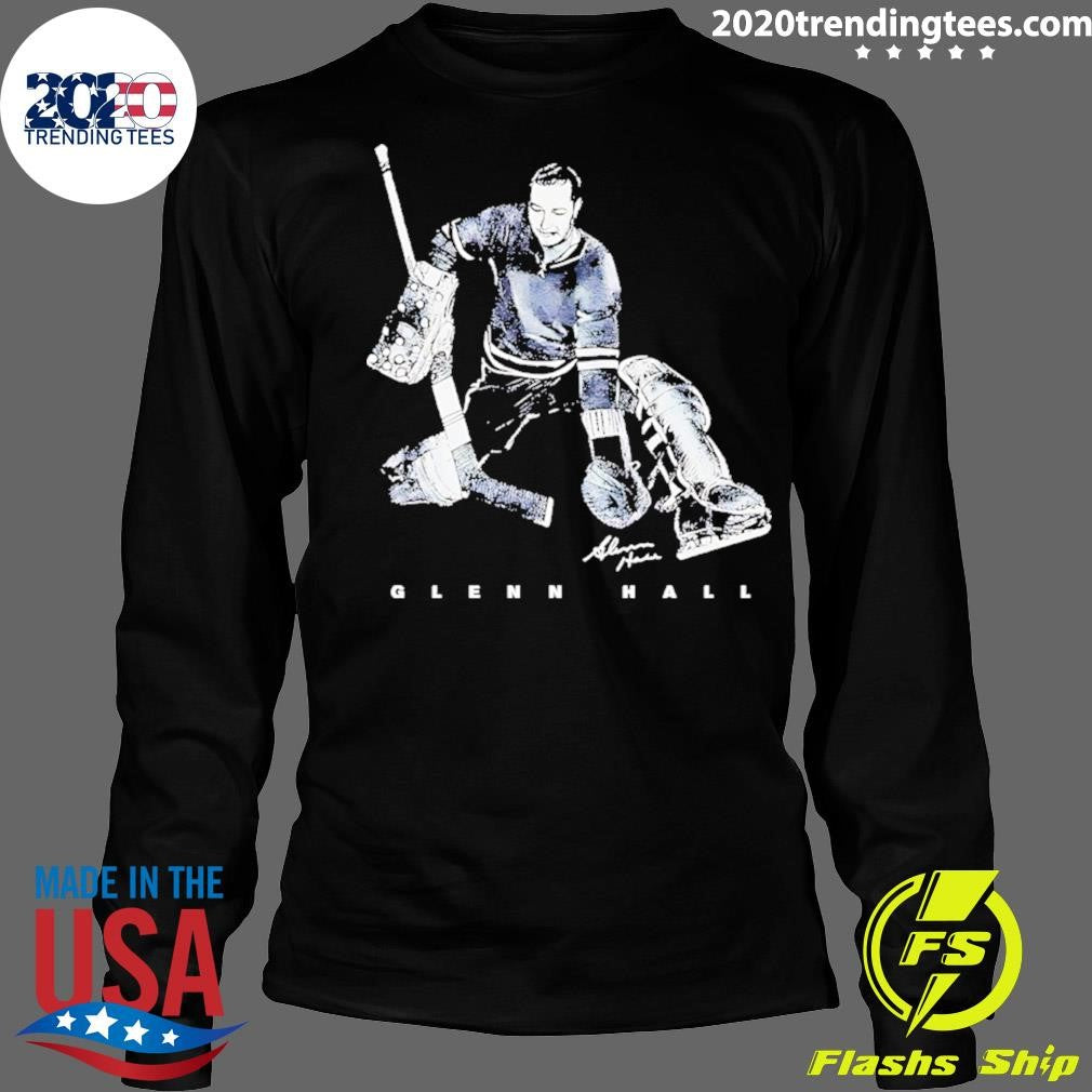 Glenn Hall Chicago Blackhawks Bitmap Signature Shirt