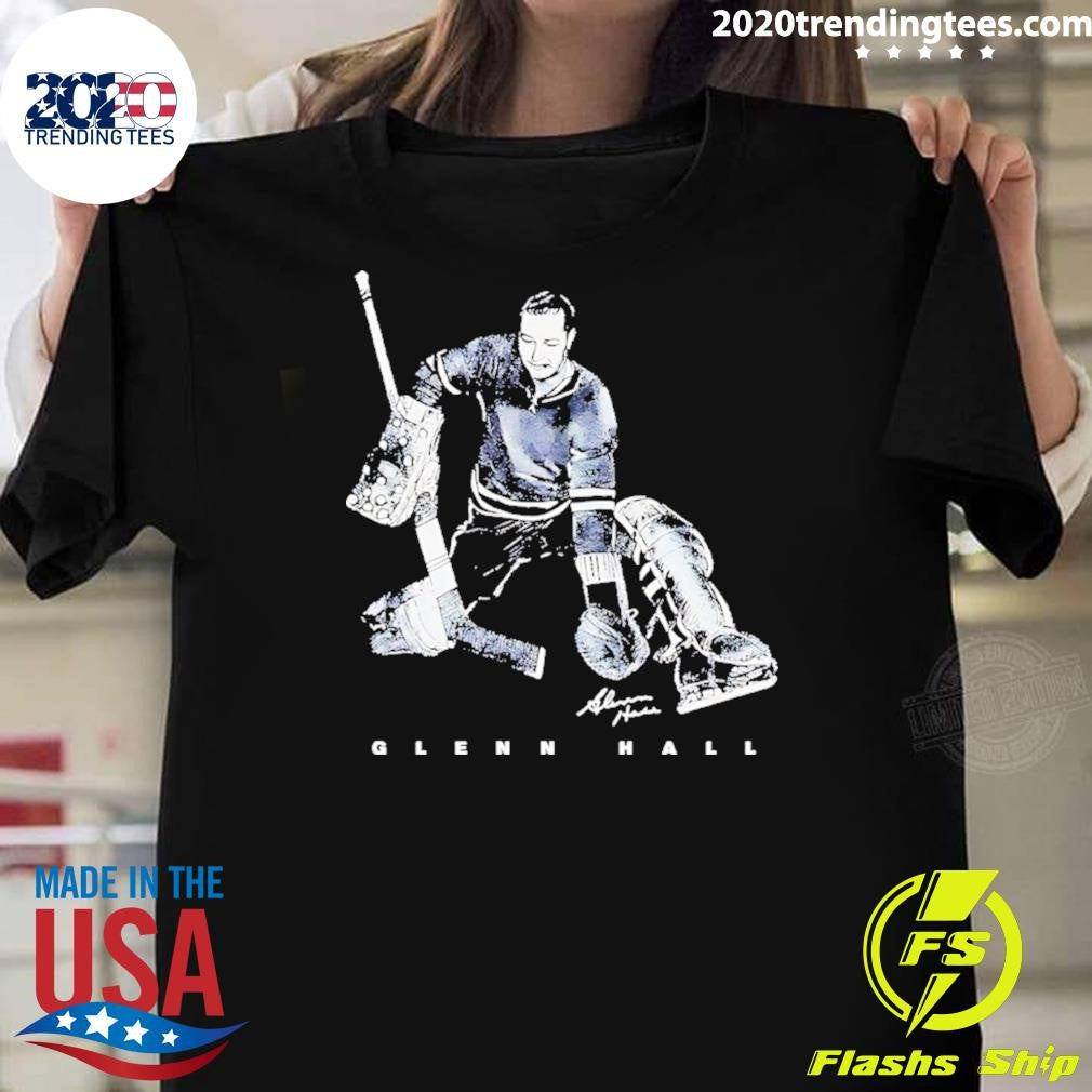 Glenn Hall Chicago Blackhawks Bitmap Signature Shirt