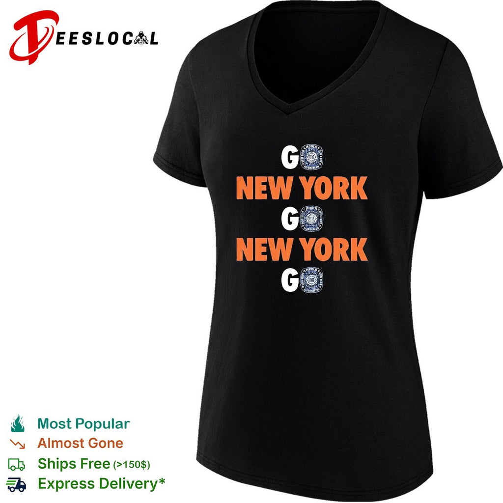 Go New York Go New York Go championship rings bold stacked text shirt