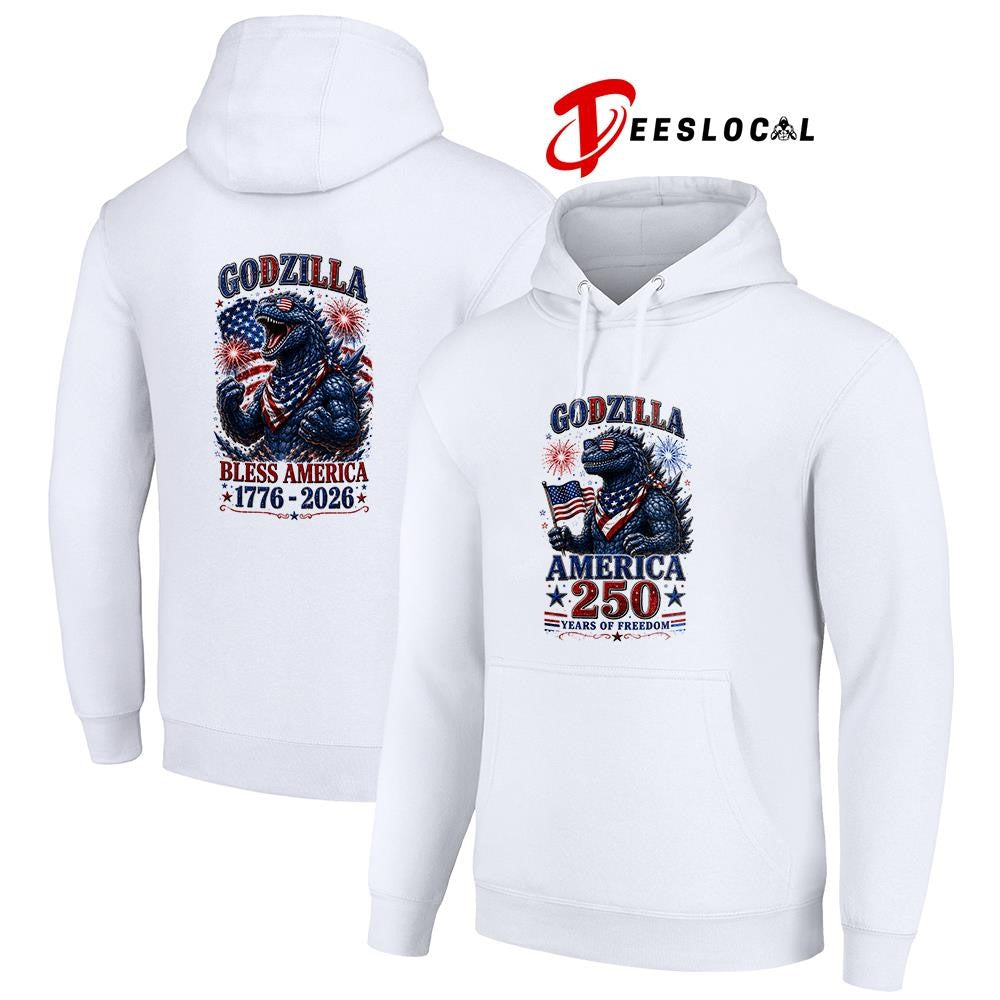 Godzilla bless America 250 years of freedom graphic shirt