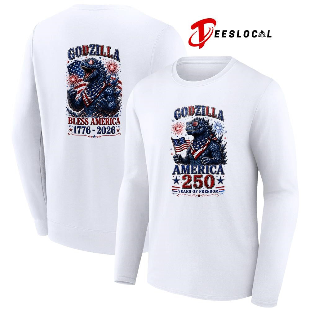 Godzilla bless America 250 years of freedom graphic shirt